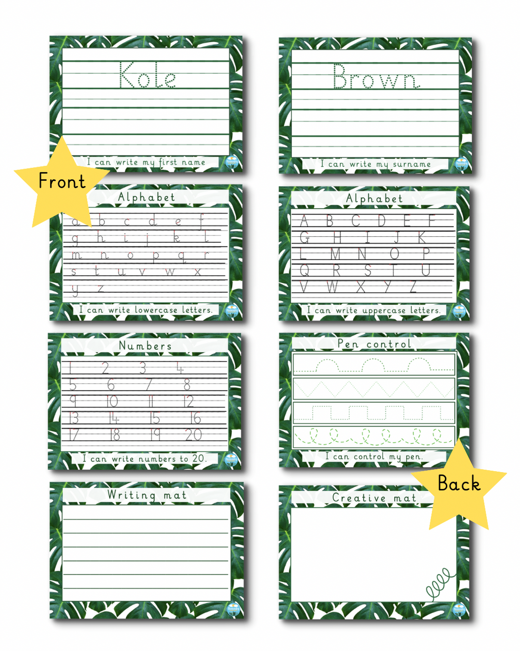 Personalised learning mat pack